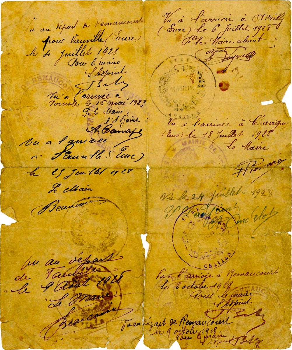 Récépissé de demande de carte d'identité, 1928. Archives municipales de Quesnoy-sur-Deûle – 2QSD_I6