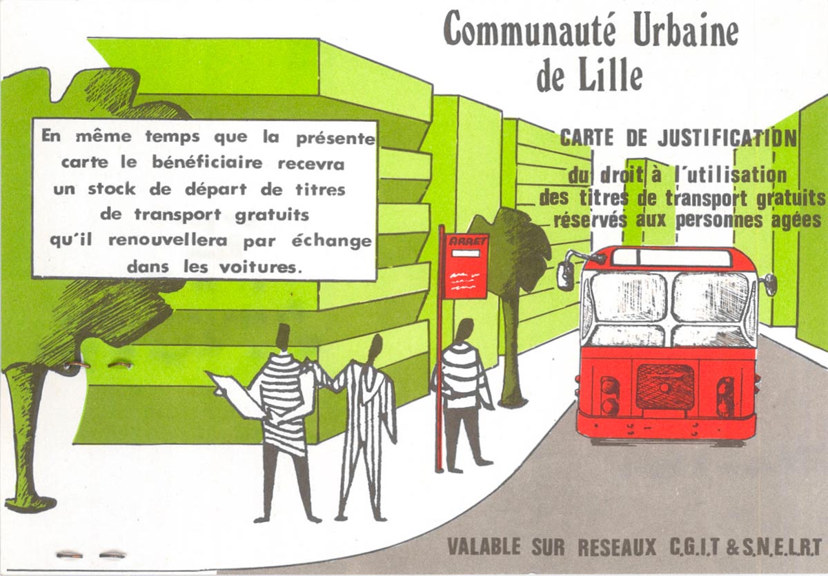 Carte de justification de droit pour le transport gratuit des personnes âgées, 1973 et 1975. Archives municipales de Pérenchies - 2O_PER33