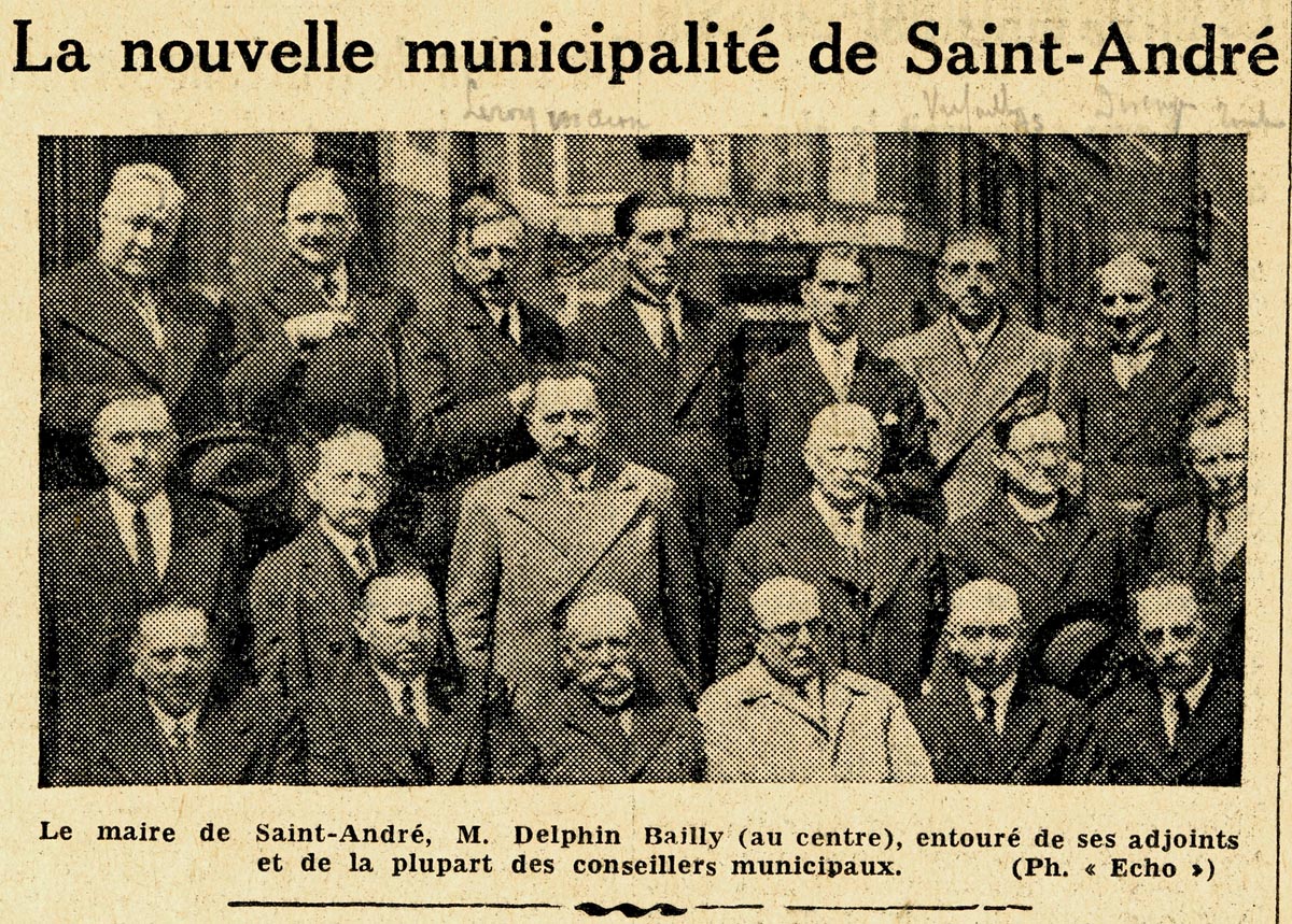 Conseil municipal nouvellement élu à Saint-André-lez-Lille, 21 mai 1935. Archives municipales de Saint-André-lez-Lille - 1STA_K233